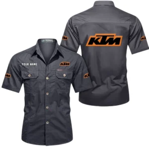 KTM Racing Short Sleeved Shirt, All Over Print Button Shirt CAR444052625801 - Gray