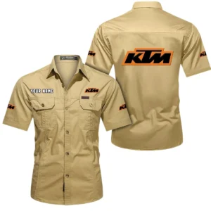 KTM Racing Short Sleeved Shirt, All Over Print Button Shirt CAR444052625801 - Khaki