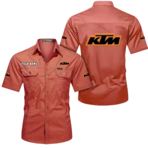 KTM Racing Short Sleeved Shirt, All Over Print Button Shirt CAR444052625801 - Red