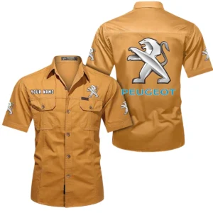 Peugeot Short Sleeved Shirt, All Over Print Button Shirt CAR444052625802 - Turmeric