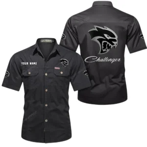 Dodge Challenger Short Sleeved Shirt, All Over Print Button Shirt CAR444052625803 - Black