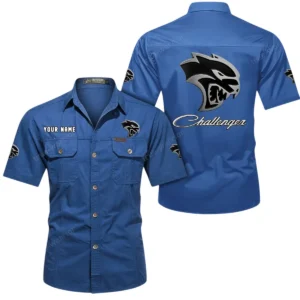 Dodge Challenger Short Sleeved Shirt, All Over Print Button Shirt CAR444052625803 - Cowboy Blue