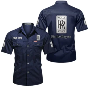 Rolls Royce Short Sleeved Shirt, All Over Print Button Shirt CAR444052625804 - Dark Blue