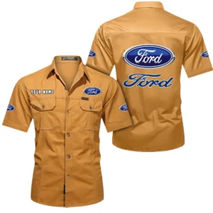 Ford Short Sleeved Shirt, All Over Print Button Shirt CAR444052625805 - Turmeric