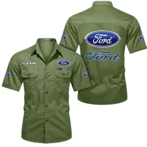 Ford Short Sleeved Shirt, All Over Print Button Shirt CAR444052625805 - Fruit Green