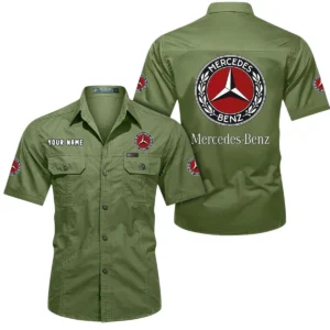 Mercedes Benz Short Sleeved Shirt, All Over Print Button Shirt CAR444052625815 - Fruit Green