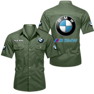 BMW M Car Short Sleeved Shirt, All Over Print Button Shirt CAR444052625820 - Army Green
