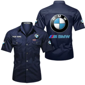 BMW M Car Short Sleeved Shirt, All Over Print Button Shirt CAR444052625820 - Dark Blue