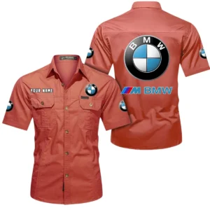 BMW M Car Short Sleeved Shirt, All Over Print Button Shirt CAR444052625820 - Red
