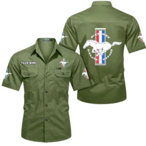 Ford Mustang Short Sleeved Shirt, All Over Print Button Shirt CAR444052625826 - Fruit Green