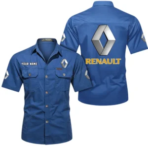 Renault Short Sleeved Shirt, All Over Print Button Shirt CAR444052625829 - Cowboy Blue
