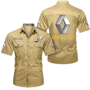 Renault Short Sleeved Shirt, All Over Print Button Shirt CAR444052625829 - Khaki