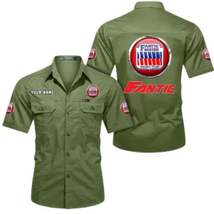 Fantic Motorcycles Short Sleeved Shirt, All Over Print Button Shirt CAR444052625830 - Fruit Green