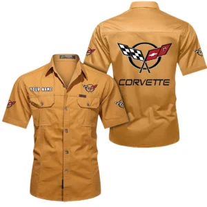 Corvette C5 Short Sleeved Shirt, All Over Print Button Shirt CAR444052625836 - Turmeric