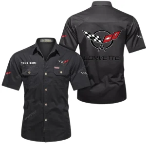 Corvette C5 Short Sleeved Shirt, All Over Print Button Shirt CAR444052625836 - Black