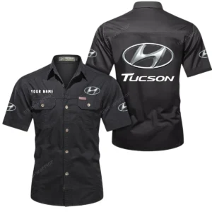 Hyundai Tucson Short Sleeved Shirt, All Over Print Button Shirt CAR444052625842 - Black