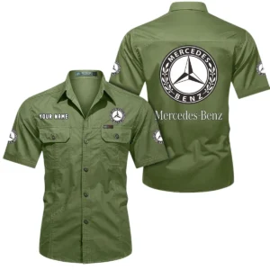 Mercedes Benz Short Sleeved Shirt, All Over Print Button Shirt CAR444052625846 - Fruit Green