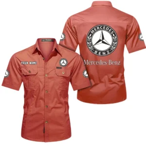 Mercedes Benz Short Sleeved Shirt, All Over Print Button Shirt CAR444052625846 - Red