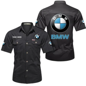 BMW Car Short Sleeved Shirt, All Over Print Button Shirt CAR444052625848 - Black