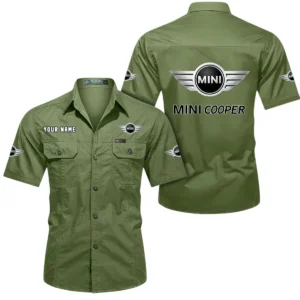 Mini Cooper Short Sleeved Shirt, All Over Print Button Shirt CAR444052625849 - Fruit Green