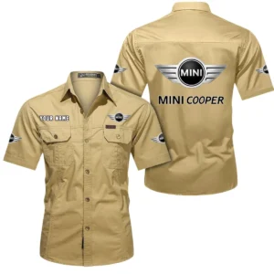 Mini Cooper Short Sleeved Shirt, All Over Print Button Shirt CAR444052625849 - Khaki
