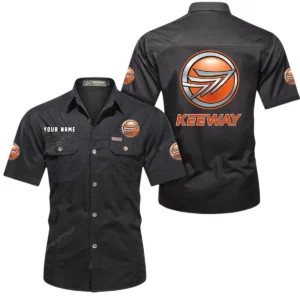Keeway Motorcycles Short Sleeved Shirt, All Over Print Button Shirt CAR444052625850 - Black