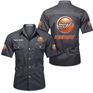 Keeway Motorcycles Short Sleeved Shirt, All Over Print Button Shirt CAR444052625850 - Gray