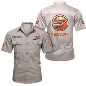 Keeway Motorcycles Short Sleeved Shirt, All Over Print Button Shirt CAR444052625850 - Beige