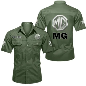 MG Car Short Sleeved Shirt, All Over Print Button Shirt CAR444052625851 - Army Green