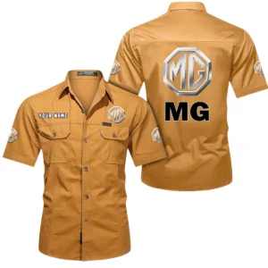 MG Car Short Sleeved Shirt, All Over Print Button Shirt CAR444052625851 - Turmeric