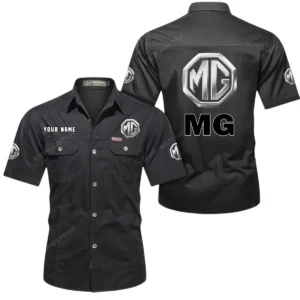 MG Car Short Sleeved Shirt, All Over Print Button Shirt CAR444052625851 - Black