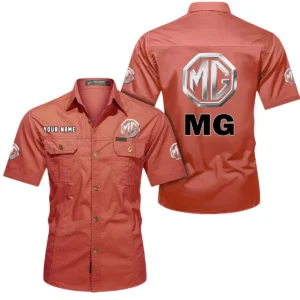 MG Car Short Sleeved Shirt, All Over Print Button Shirt CAR444052625851 - Red
