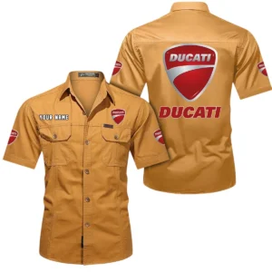 Ducatti Short Sleeved Shirt, All Over Print Button Shirt CAR444052625852 - Turmeric