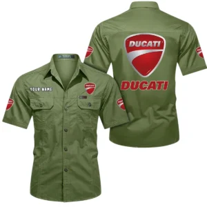 Ducatti Short Sleeved Shirt, All Over Print Button Shirt CAR444052625852 - Fruit Green