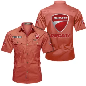 Ducatti Short Sleeved Shirt, All Over Print Button Shirt CAR444052625852 - Red