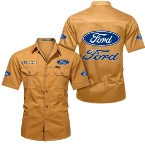 Ford Short Sleeved Shirt, All Over Print Button Shirt CAR444052625853 - Turmeric