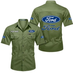 Ford Short Sleeved Shirt, All Over Print Button Shirt CAR444052625853 - Fruit Green