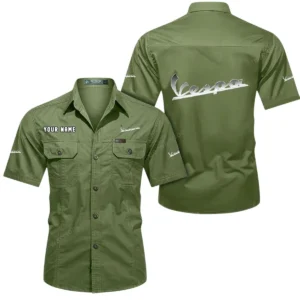 Vespa Short Sleeved Shirt, All Over Print Button Shirt CAR444052625854 - Fruit Green