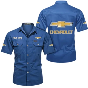 Chevrolet Short Sleeved Shirt, All Over Print Button Shirt CAR444052625855 - Cowboy Blue