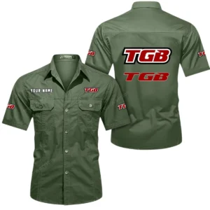 TGB Motorcyles Short Sleeved Shirt, All Over Print Button Shirt CAR444052625857 - Army Green