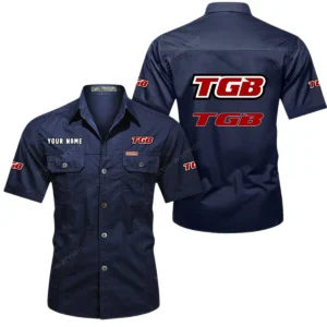 TGB Motorcyles Short Sleeved Shirt, All Over Print Button Shirt CAR444052625857 - Dark Blue