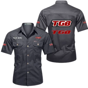 TGB Motorcyles Short Sleeved Shirt, All Over Print Button Shirt CAR444052625857 - Gray