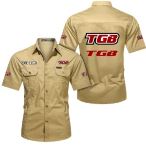 TGB Motorcyles Short Sleeved Shirt, All Over Print Button Shirt CAR444052625857 - Khaki