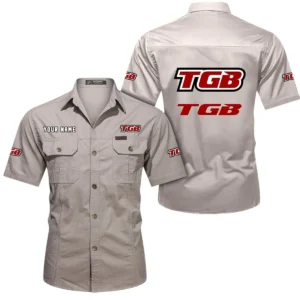 TGB Motorcyles Short Sleeved Shirt, All Over Print Button Shirt CAR444052625857 - Beige