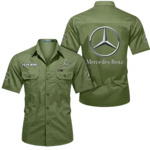 Mercedes Benz Short Sleeved Shirt, All Over Print Button Shirt CAR444052625867 - Fruit Green