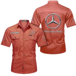 Mercedes Benz Short Sleeved Shirt, All Over Print Button Shirt CAR444052625867 - Red