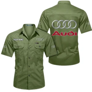 Audi Short Sleeved Shirt, All Over Print Button Shirt CAR444052625868 - Fruit Green