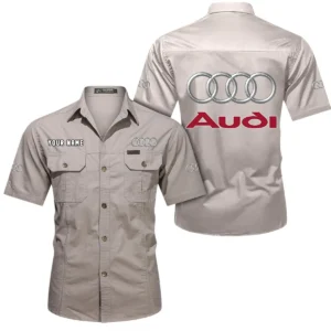 Audi Short Sleeved Shirt, All Over Print Button Shirt CAR444052625868 - Beige