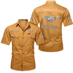 Ford Mustang Short Sleeved Shirt, All Over Print Button Shirt CAR444052625869 - Turmeric