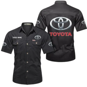 Toyota Short Sleeved Shirt, All Over Print Button Shirt CAR444052625870 - Black